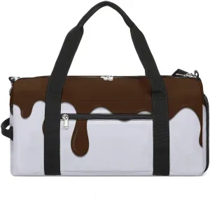 Sport Gym Duffel with Shoe Compartment Wet Pocket, Melted-chocolate Dripping Shoulder Travel Bag for Women Men, style