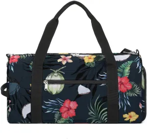 Sport Gym Duffel with Shoe Compartment Wet Pocket, Plumeria-flower-coconut-print Shoulder Travel Bag for Women Men, style-4