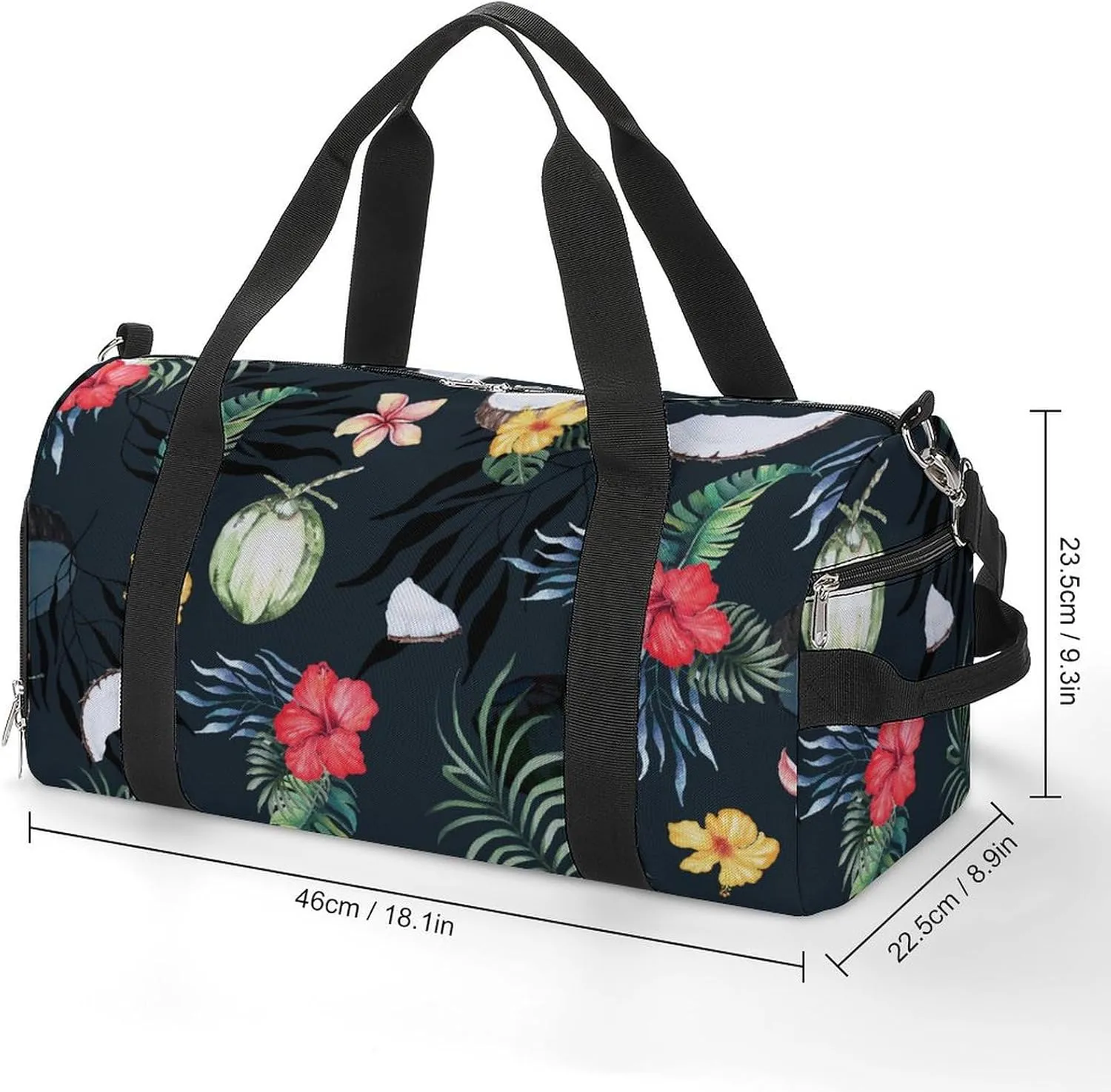 Sport Gym Duffel with Shoe Compartment Wet Pocket, Plumeria-flower-coconut-print Shoulder Travel Bag for Women Men, style-4