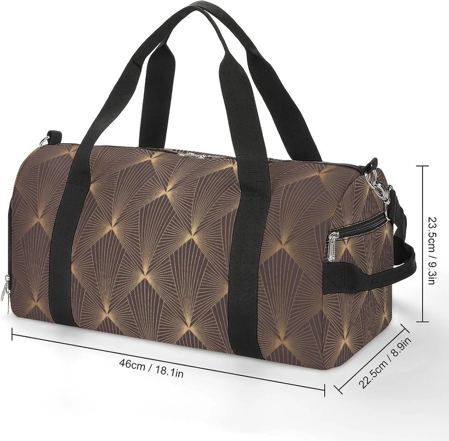 Sport Gym Duffel with Shoe Compartment Wet Pocket, Scales-Vintage-Print Shoulder Travel Bag for Women Men