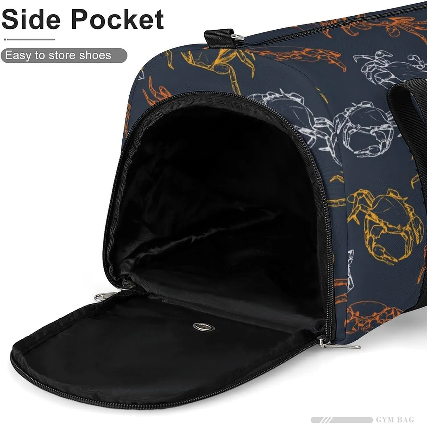Sport Gym Duffel with Shoe Compartment Wet Pocket, Sea-crabs-print Shoulder Travel Bag for Women Men, style-1