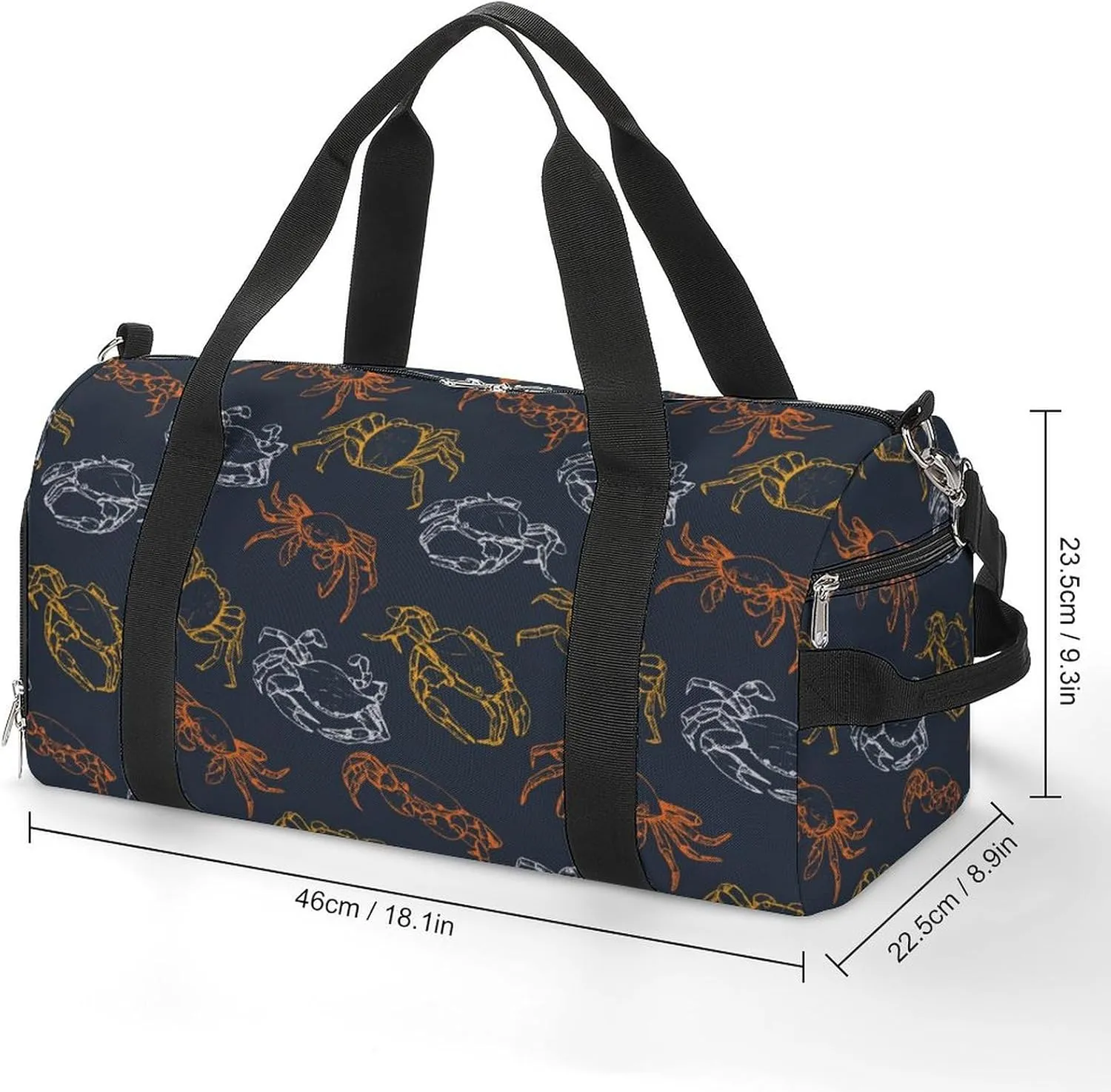 Sport Gym Duffel with Shoe Compartment Wet Pocket, Sea-crabs-print Shoulder Travel Bag for Women Men, style-1