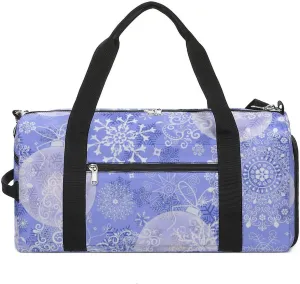 Sport Gym Duffel with Shoe Compartment Wet Pocket, Snowflakes Shoulder Travel Bag for Women Men, style-2