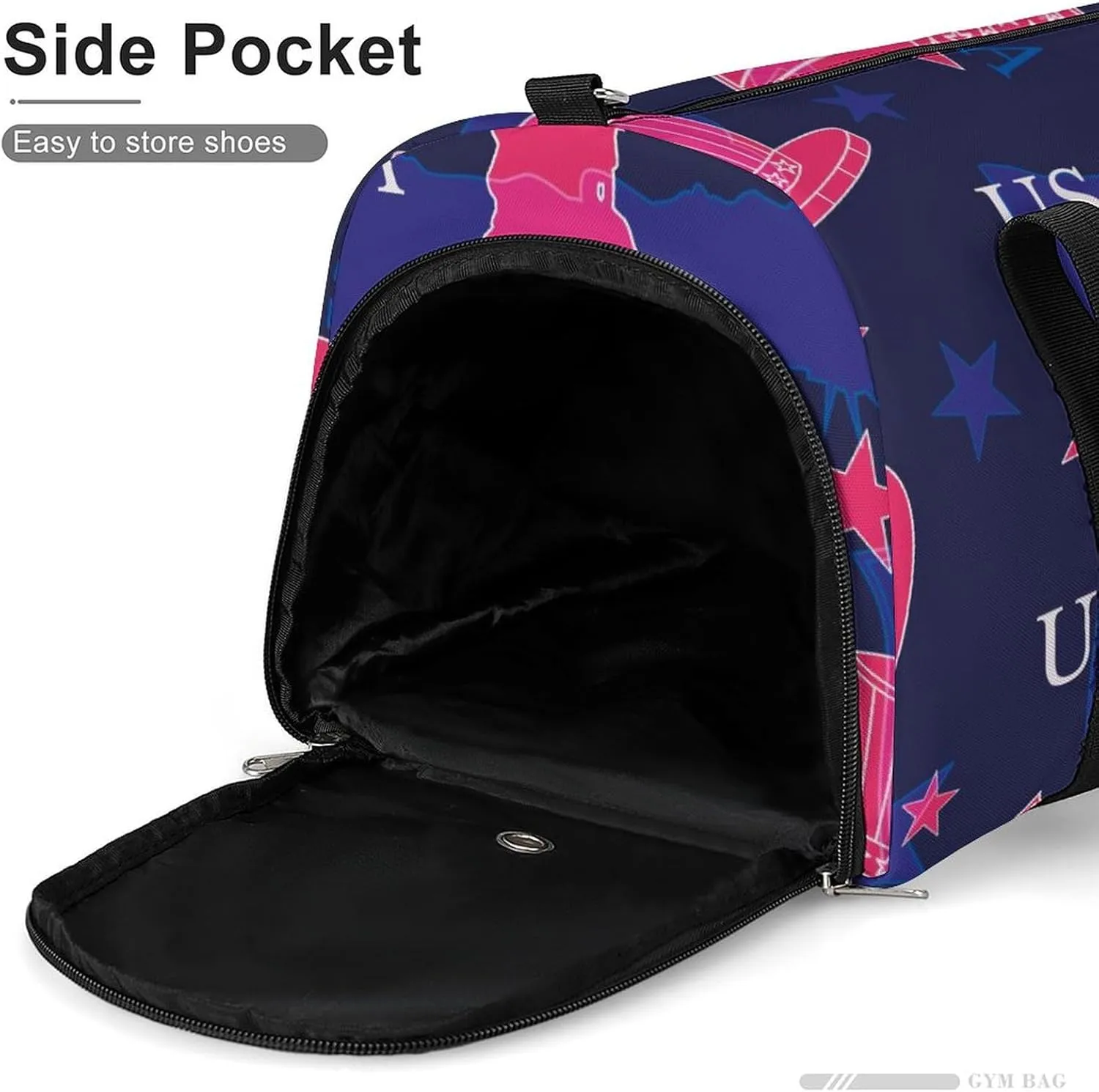 Sport Gym Duffel with Shoe Compartment Wet Pocket, Statue-liberty-stars Shoulder Travel Bag for Women Men, style-2
