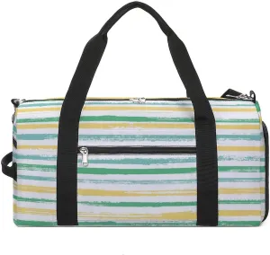 Sport Gym Duffel with Shoe Compartment Wet Pocket, Stripes-watercolor Shoulder Travel Bag for Women Men, style-3