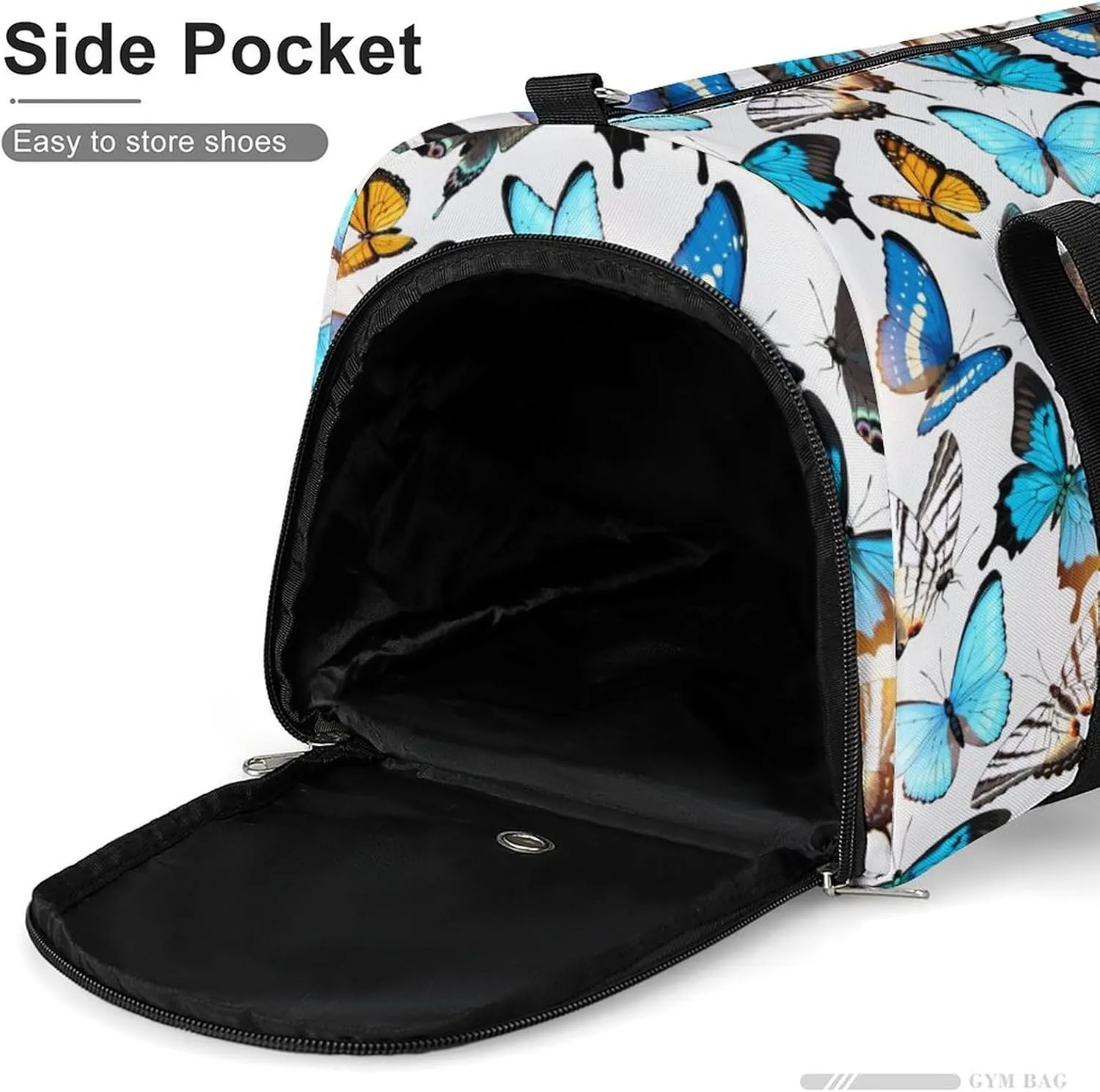 Sport Gym Duffel with Shoe Compartment Wet Pocket, Tropic-butterflies Shoulder Travel Bag for Women Men, style-4