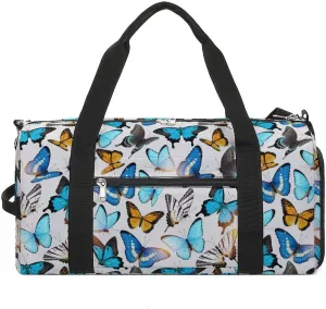 Sport Gym Duffel with Shoe Compartment Wet Pocket, Tropic-butterflies Shoulder Travel Bag for Women Men, style-4