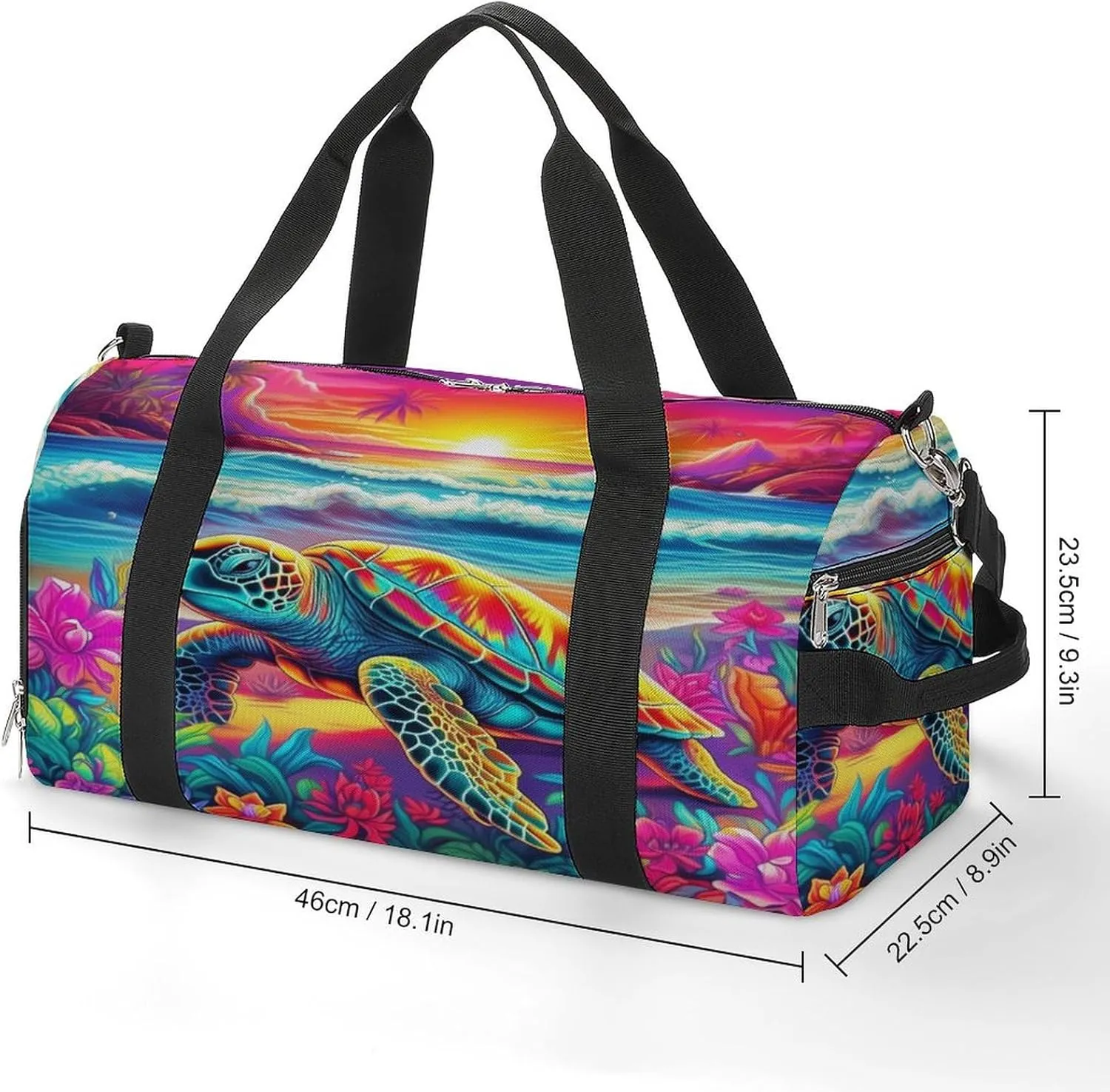 Sport Gym Duffel with Shoe Compartment Wet Pocket, Turtle-beach Shoulder Travel Bag for Women Men, style-2
