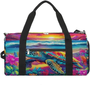 Sport Gym Duffel with Shoe Compartment Wet Pocket, Turtle-beach Shoulder Travel Bag for Women Men, style-2