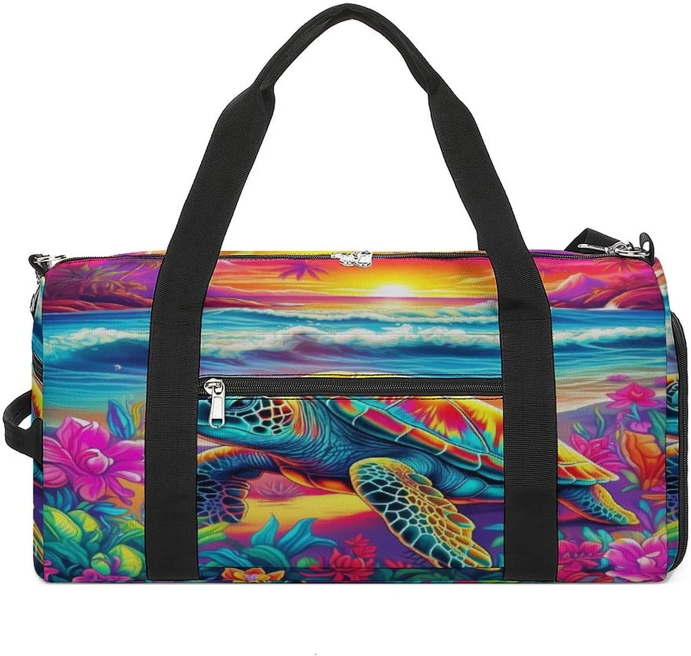 Sport Gym Duffel with Shoe Compartment Wet Pocket, Turtle-beach Shoulder Travel Bag for Women Men, style-2