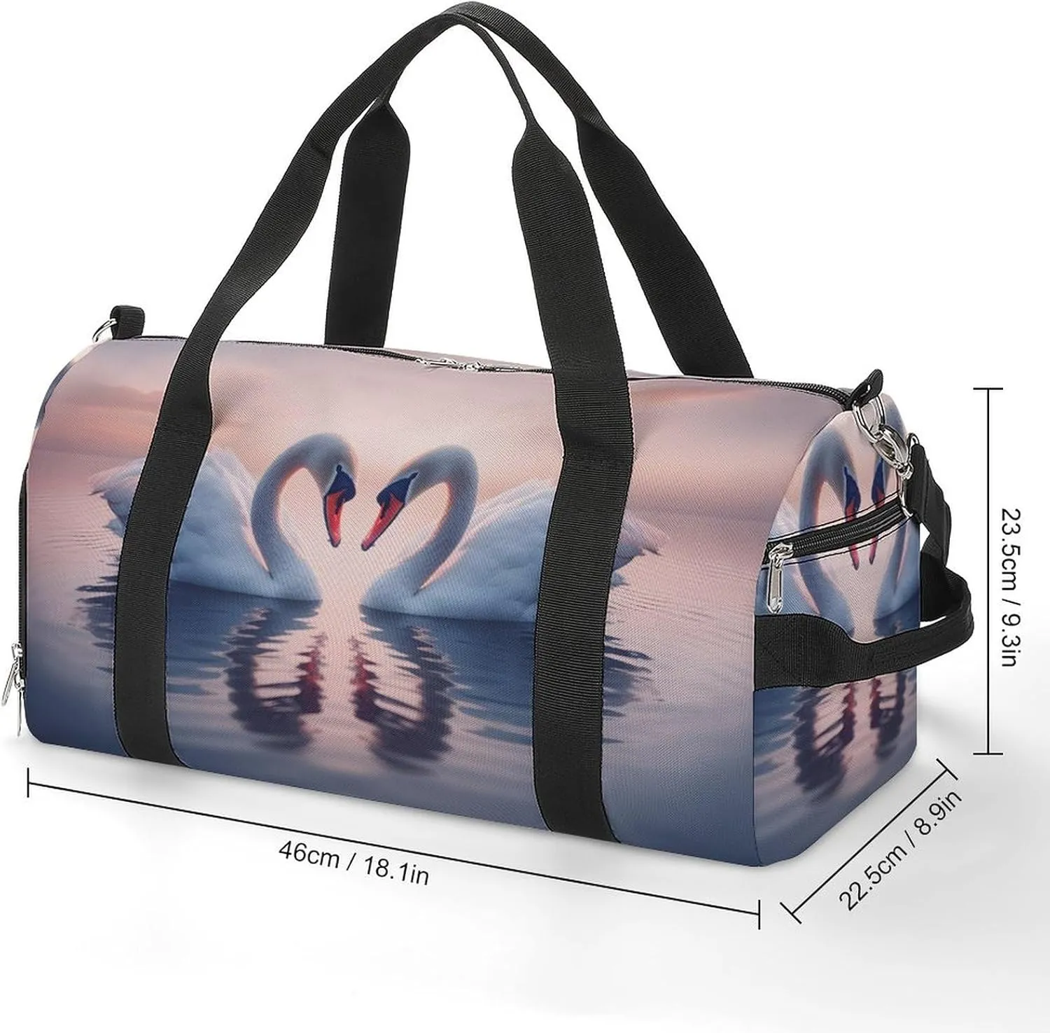 Sport Gym Duffel with Shoe Compartment Wet Pocket, Two-swans-water Shoulder Travel Bag for Women Men