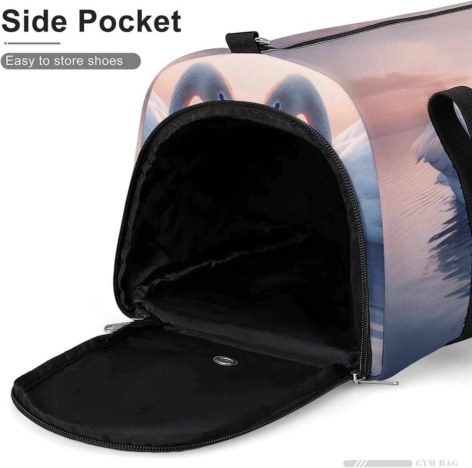 Sport Gym Duffel with Shoe Compartment Wet Pocket, Two-swans-water Shoulder Travel Bag for Women Men