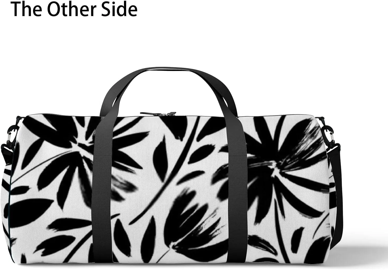 Sports Gym Bag for Women and Men Waterproof Black Hand Drawn Silhouettes of Spring Flowers Duffel Bag Lightweight Carryon Traveling Boarding Gripsack