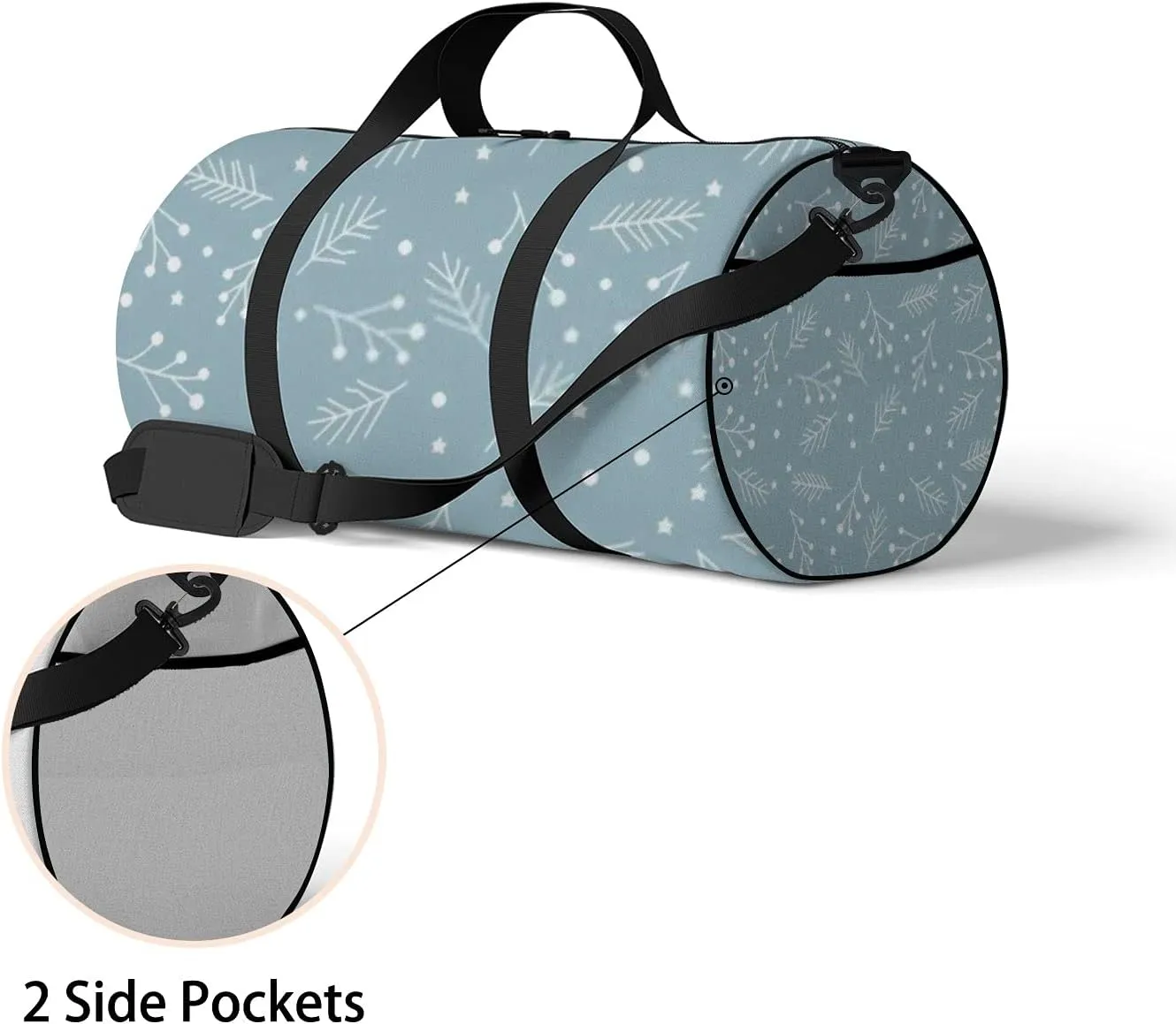 Sports Gym Bag for Women and Men Waterproof Christmas Spruce Branches Berries Stars Duffel Bag Lightweight Carryon Traveling Boarding Gripsack