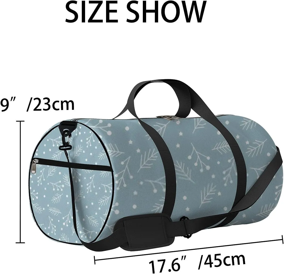 Sports Gym Bag for Women and Men Waterproof Christmas Spruce Branches Berries Stars Duffel Bag Lightweight Carryon Traveling Boarding Gripsack