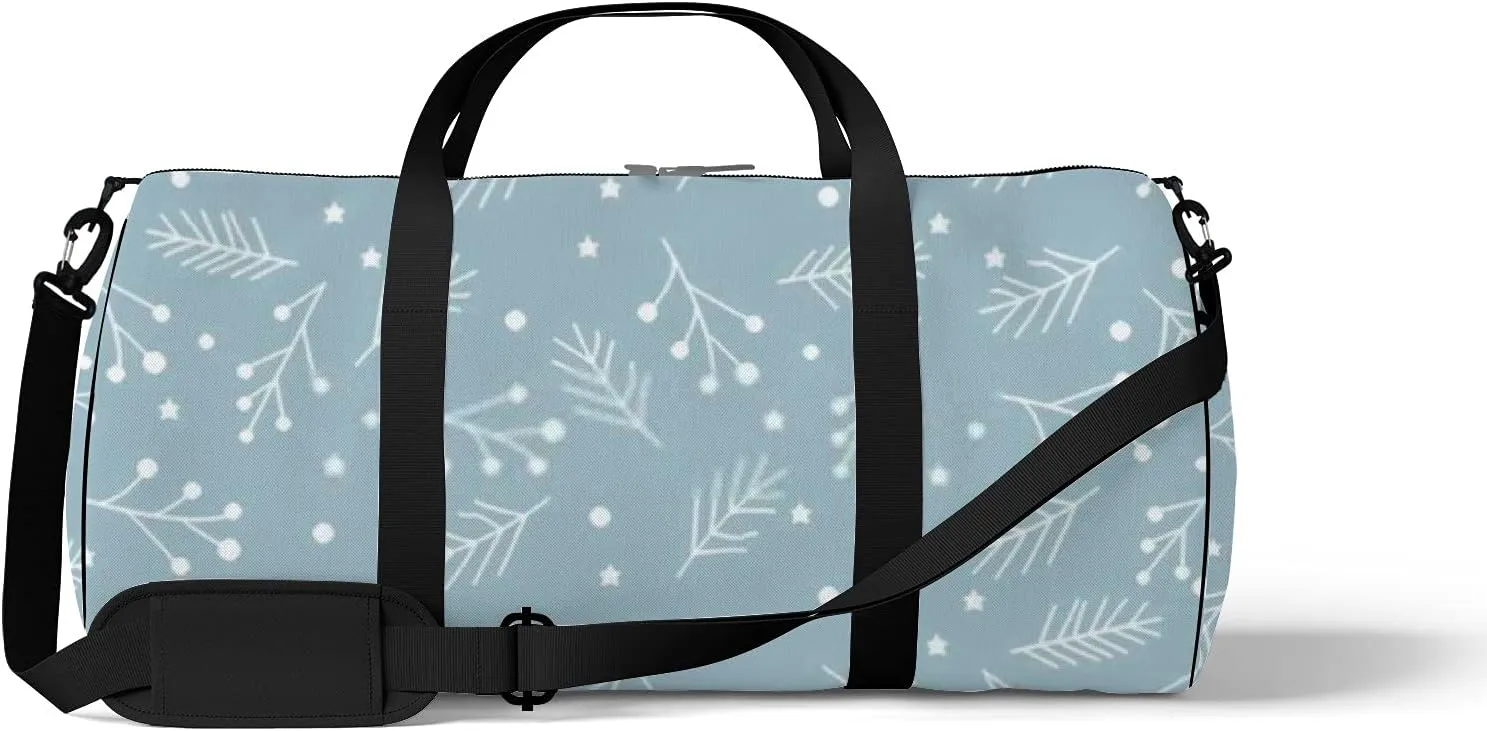 Sports Gym Bag for Women and Men Waterproof Christmas Spruce Branches Berries Stars Duffel Bag Lightweight Carryon Traveling Boarding Gripsack