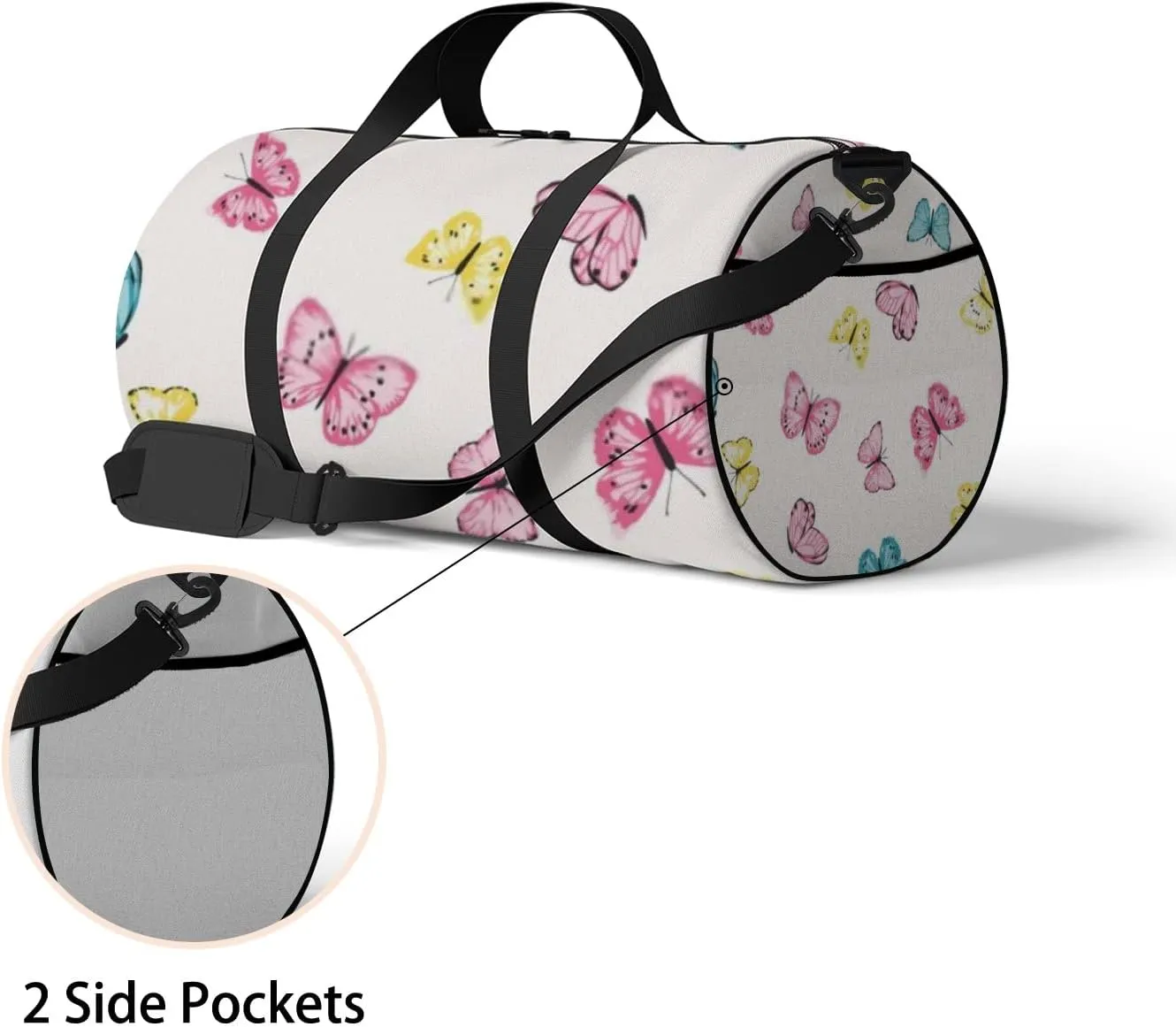 Sports Gym Bag for Women and Men Waterproof Colorful Butterfly Duffel Bag Lightweight Carryon Traveling Boarding Gripsack