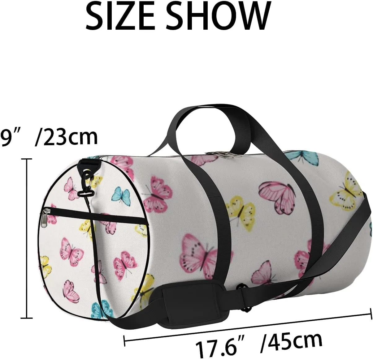 Sports Gym Bag for Women and Men Waterproof Colorful Butterfly Duffel Bag Lightweight Carryon Traveling Boarding Gripsack