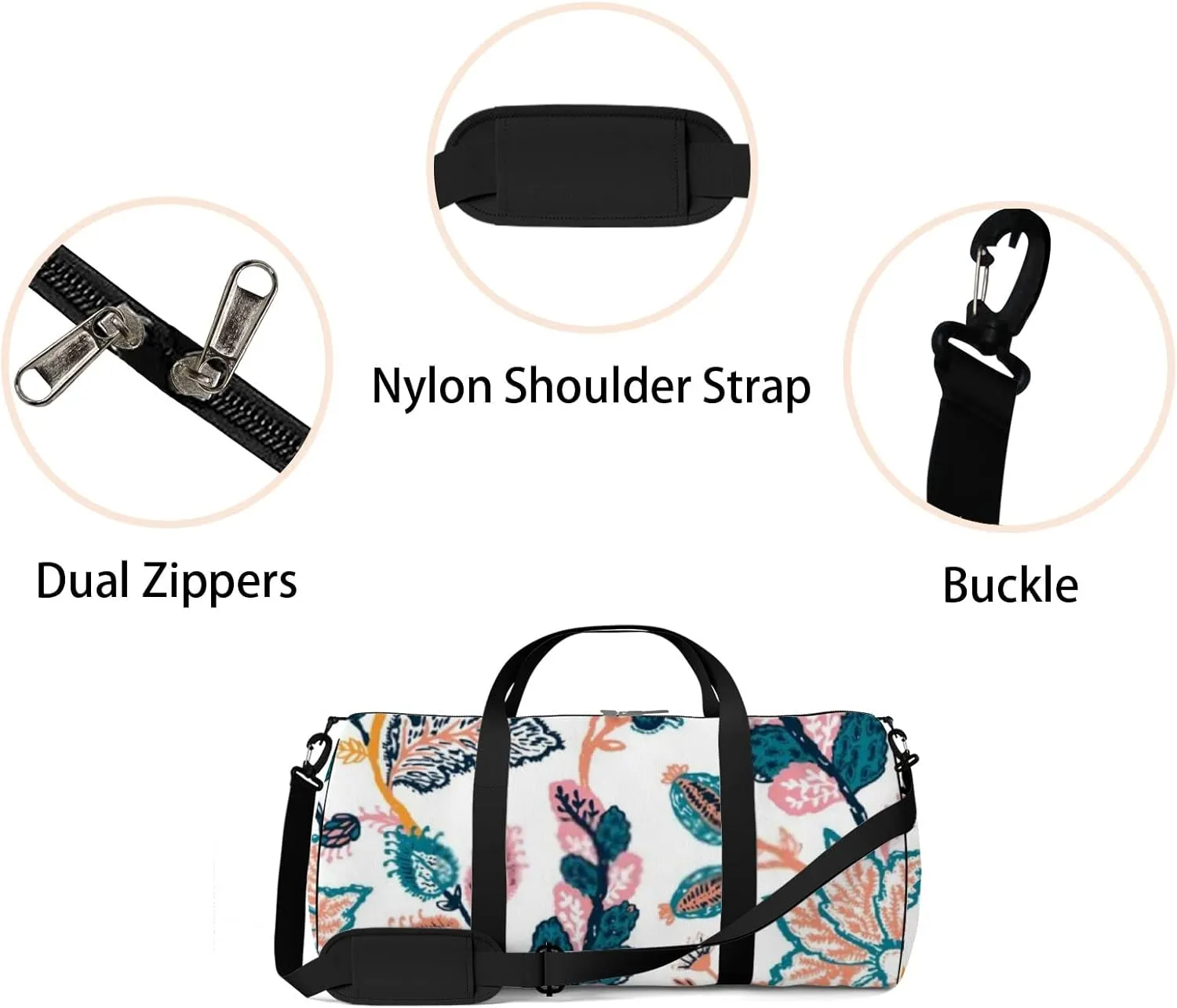 Sports Gym Bag for Women and Men Waterproof Fantasy Floral Paisley Style Duffel Bag Lightweight Carryon Traveling Boarding Gripsack