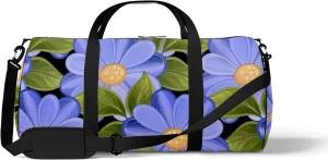 Sports Gym Bag for Women and Men Waterproof Floral Pattern Hand Drawn Style Purple Duffel Bag Lightweight Carryon Traveling Boarding Gripsack