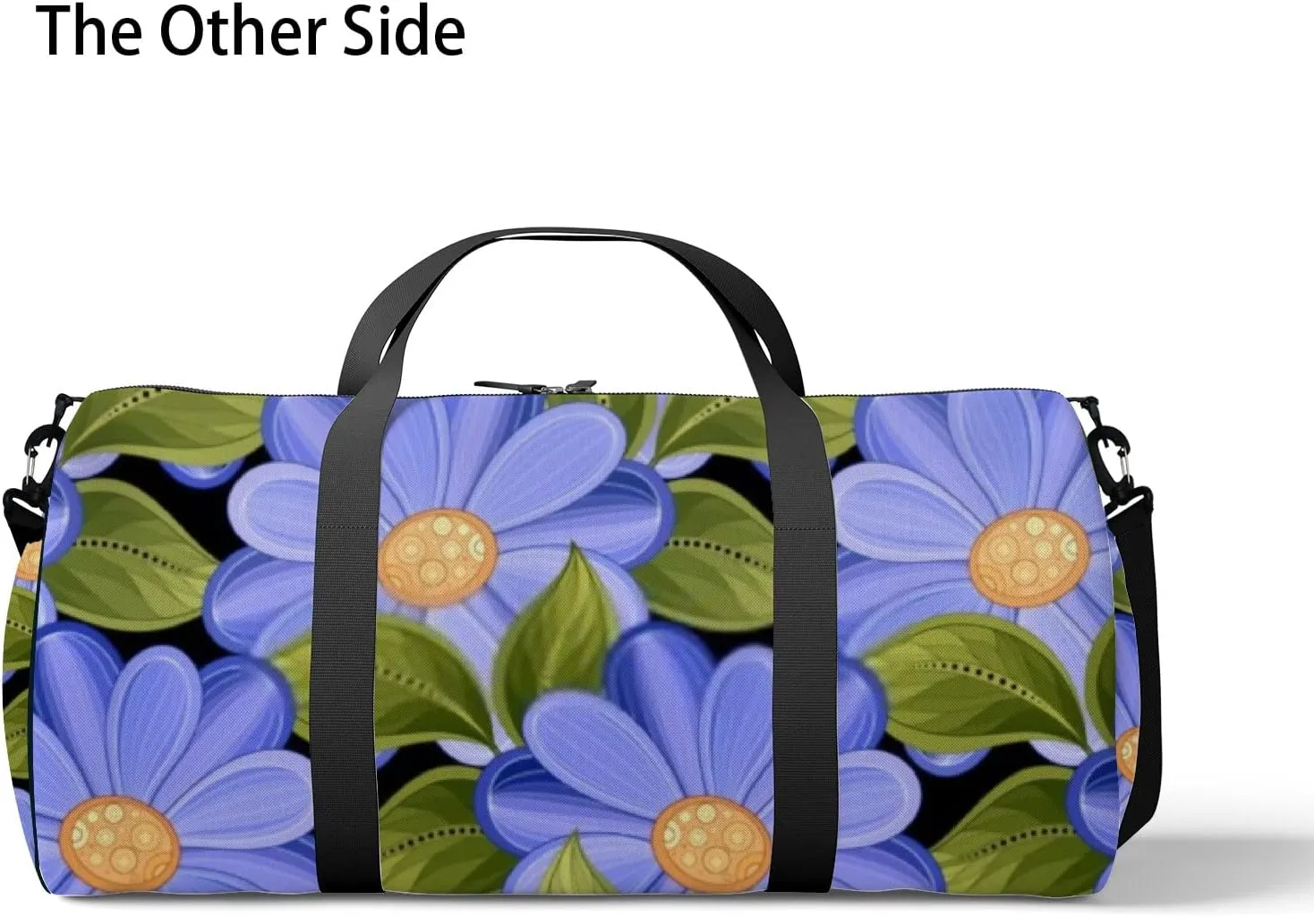Sports Gym Bag for Women and Men Waterproof Floral Pattern Hand Drawn Style Purple Duffel Bag Lightweight Carryon Traveling Boarding Gripsack