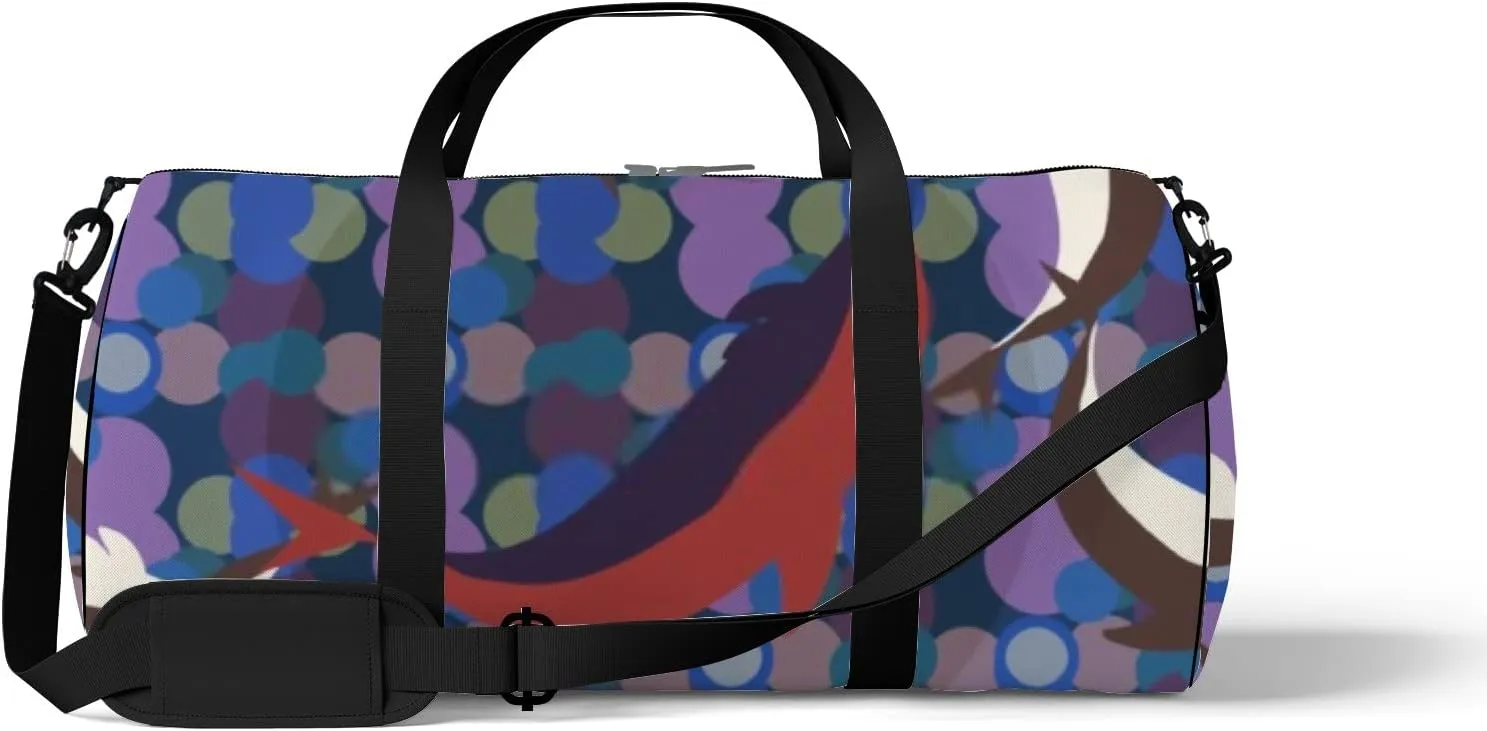 Sports Gym Bag for Women and Men Waterproof Hand Drawn Dolphins Coloful Duffel Bag Lightweight Carryon Traveling Boarding Gripsack