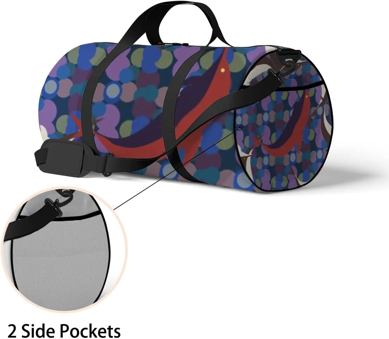 Sports Gym Bag for Women and Men Waterproof Hand Drawn Dolphins Coloful Duffel Bag Lightweight Carryon Traveling Boarding Gripsack