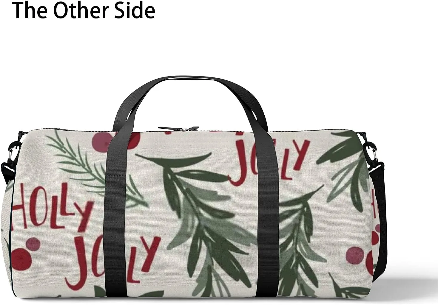 Sports Gym Bag for Women and Men Waterproof Holly Leaf Berries White Christmas Red Green Leaf Duffel Bag Lightweight Carryon Traveling Boarding Gripsack