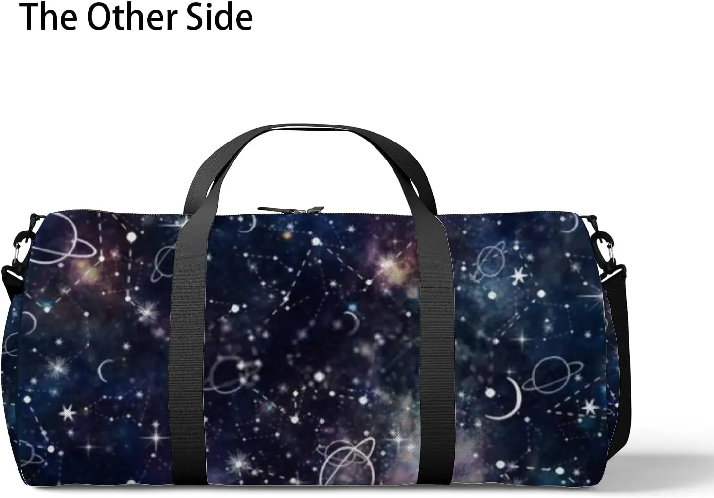 Sports Gym Bag for Women and Men Waterproof Night Time Planet Star Dark Black Duffel Bag Lightweight Carryon Traveling Boarding Gripsack