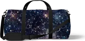 Sports Gym Bag for Women and Men Waterproof Night Time Planet Star Dark Black Duffel Bag Lightweight Carryon Traveling Boarding Gripsack
