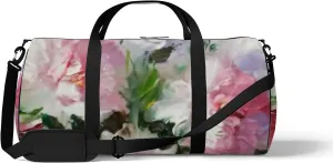 Sports Gym Bag for Women and Men Waterproof Oil Painting Light Pink Peonies Duffel Bag Lightweight Carryon Traveling Boarding Gripsack