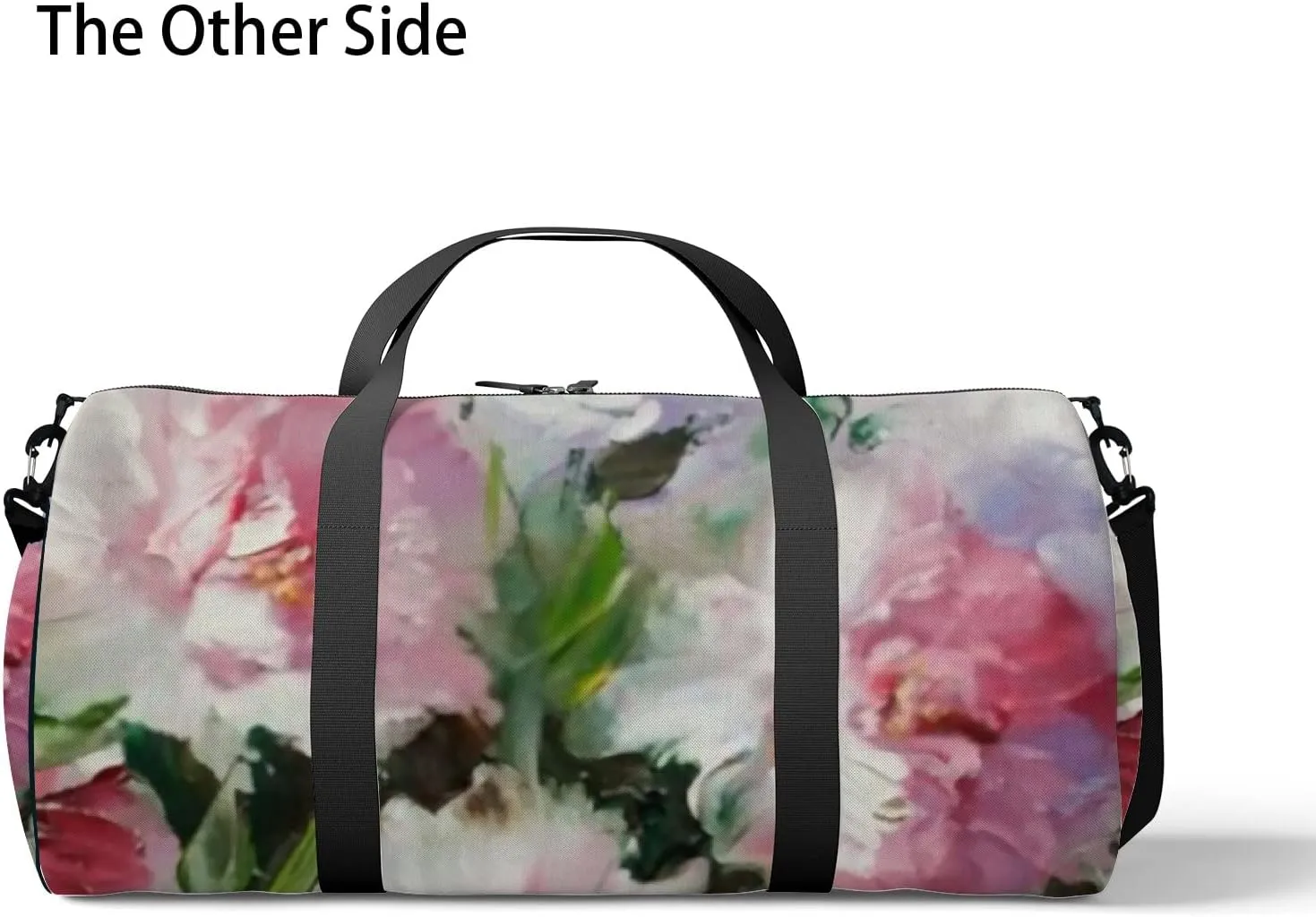 Sports Gym Bag for Women and Men Waterproof Oil Painting Light Pink Peonies Duffel Bag Lightweight Carryon Traveling Boarding Gripsack