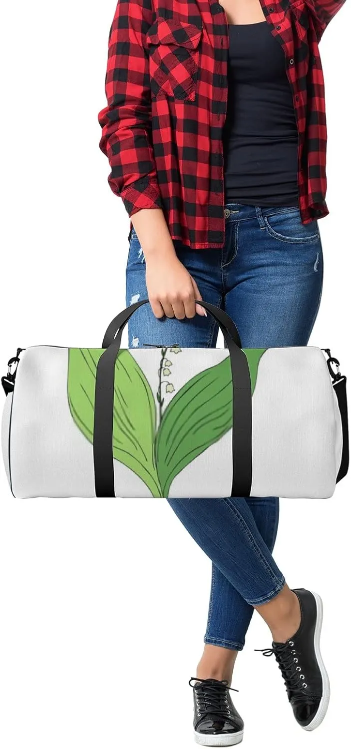 Sports Gym Bag for Women and Men Waterproof Sketch Doodle Plant Green Duffel Bag Lightweight Carryon Traveling Boarding Gripsack