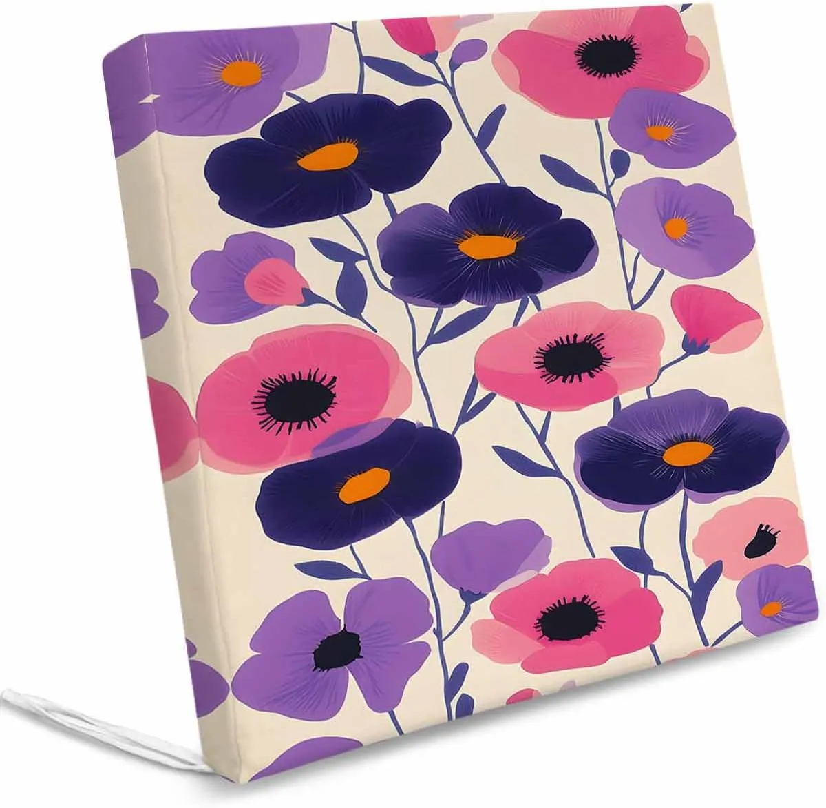 Spring Floral Outdoor Cushion Chair Cover Set of 2 - Waterproof Couch Seat Covers, Purple Pink Modern Abstract Art Pastoral Patio Furniture Protector Cushions Slipcovers for Sofa/RV, 22"x22"x4"