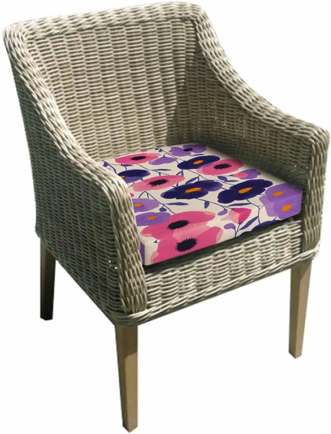 Spring Floral Outdoor Cushion Chair Cover Set of 2 - Waterproof Couch Seat Covers, Purple Pink Modern Abstract Art Pastoral Patio Furniture Protector Cushions Slipcovers for Sofa/RV, 22"x22"x4"