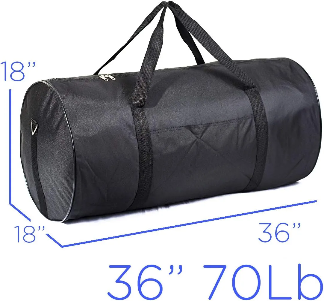 SQUARE JUMBO BLACK DUFFLE CARGO BAG LUGGAGE LAUNDRY TOTE (70Lb 36inches)