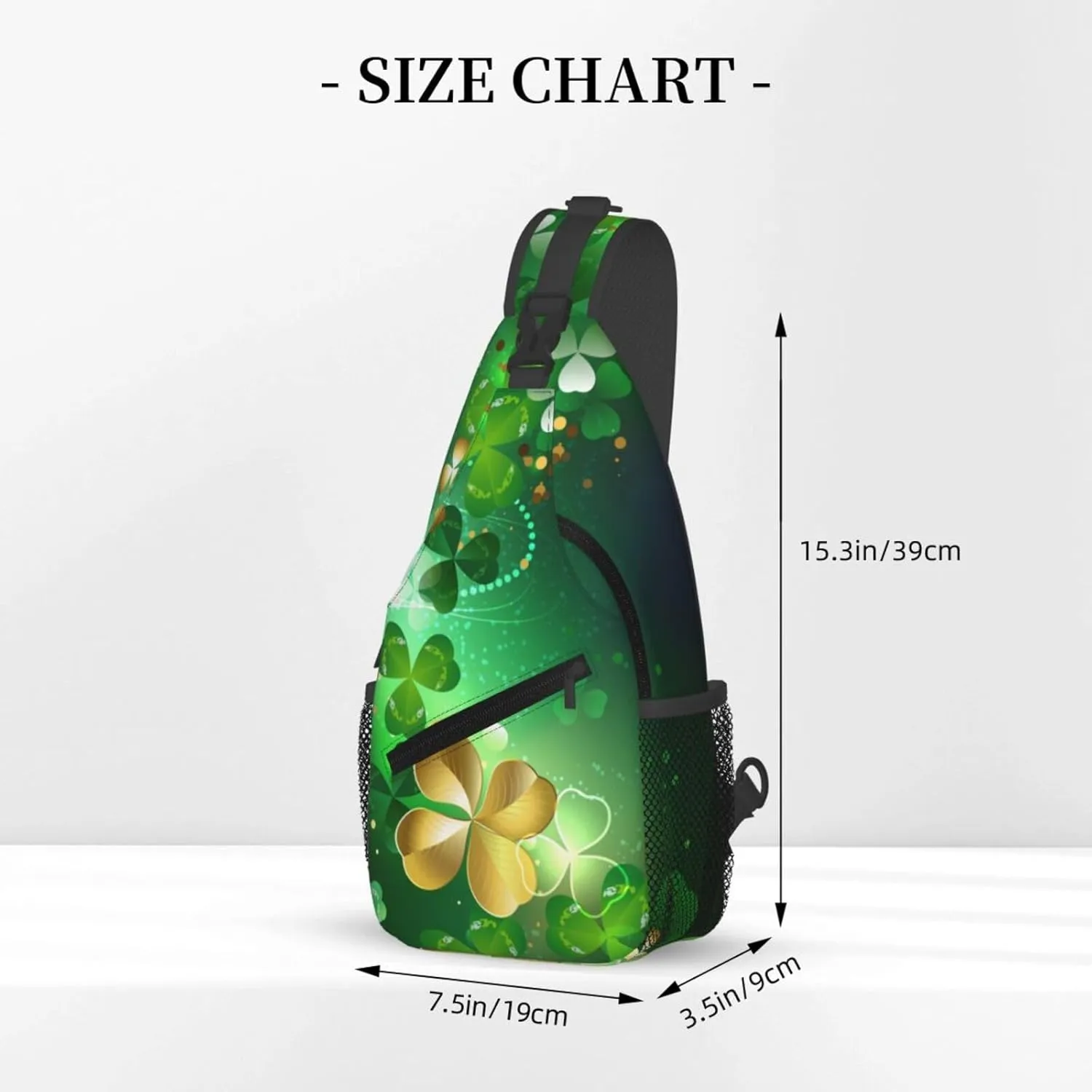 St Patricks Day Clover Crossbody Sling Bag For Women Men Adjustable Chest Bag Irish Green Clover Shoulder Bag Sling Backpack Daypack For Sport Travel Hiking