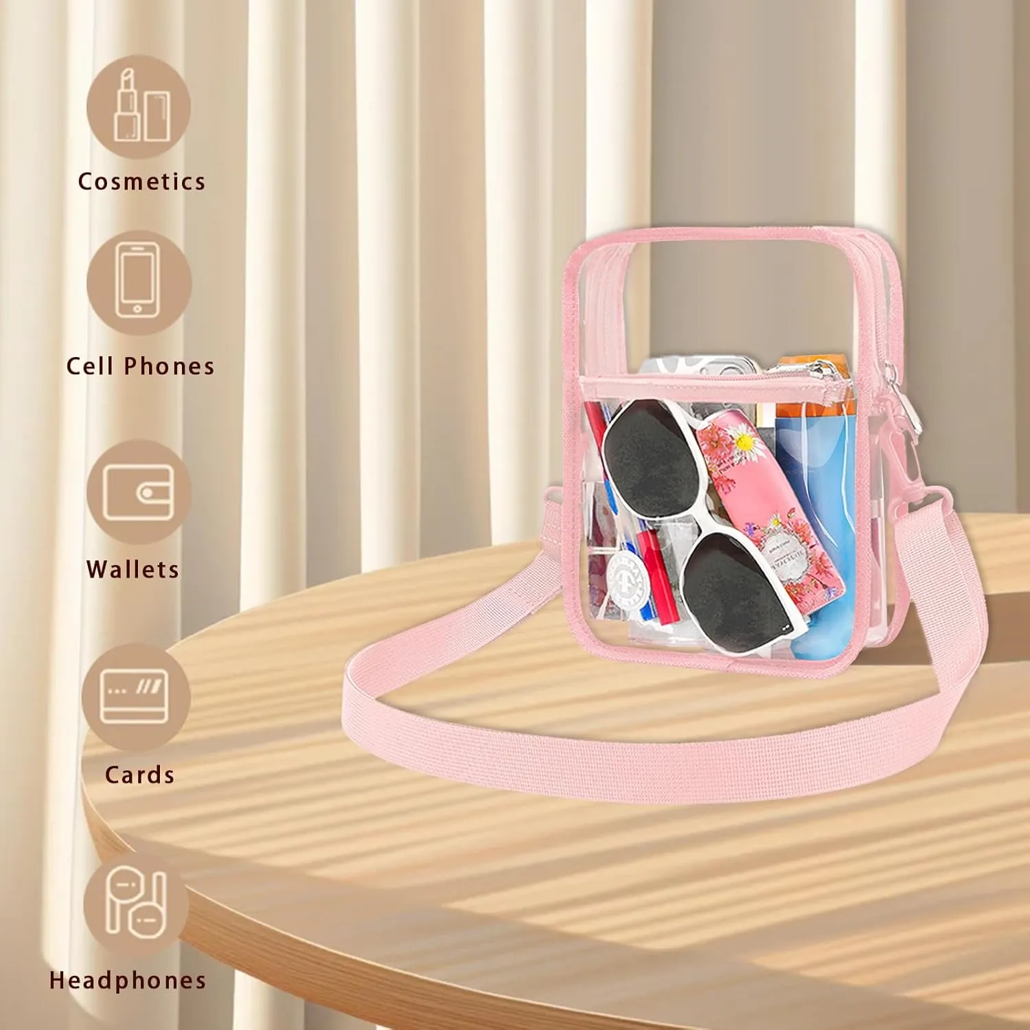Stadium Event Clear Bag Women's Clear Bag Purse Crossbody Bag Stadium Approved with Front Pocket for Concerts