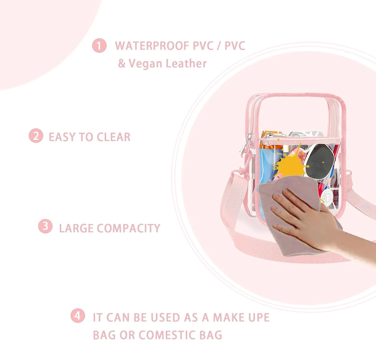 Stadium Event Clear Bag Women's Clear Bag Purse Crossbody Bag Stadium Approved with Front Pocket for Concerts