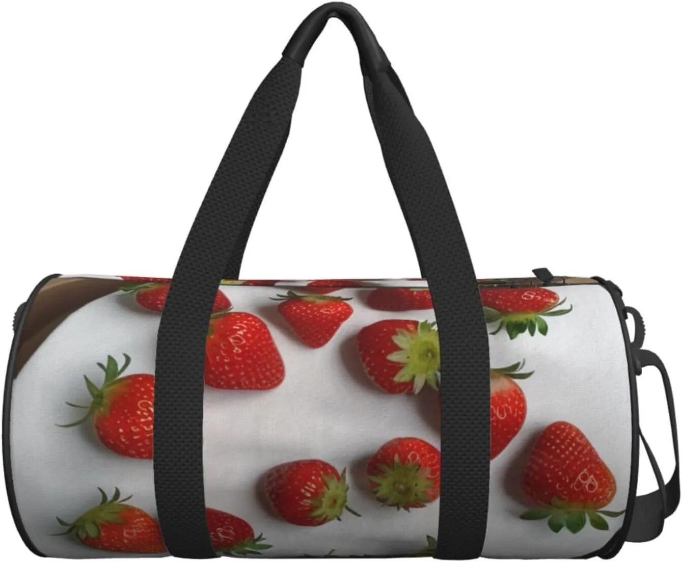 Strawberry Printed Travel Bag,Round Personal Item Storage bag,Foldie Duffel Bag for Traveling Vacation,Fitness,Sports