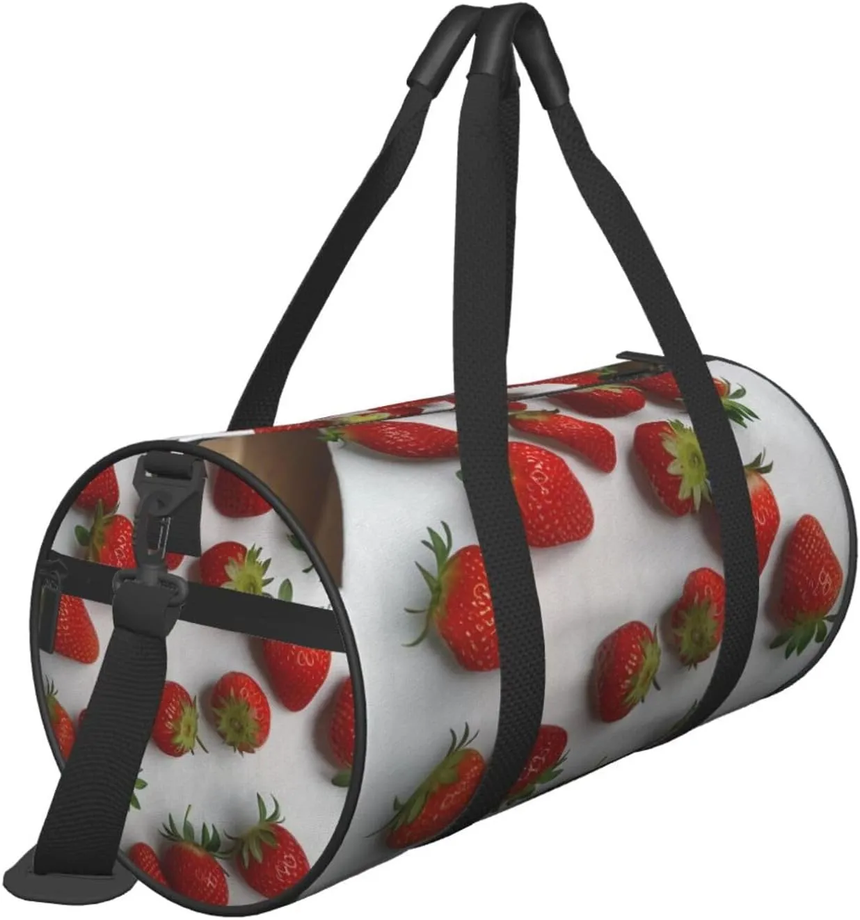 Strawberry Printed Travel Bag,Round Personal Item Storage bag,Foldie Duffel Bag for Traveling Vacation,Fitness,Sports