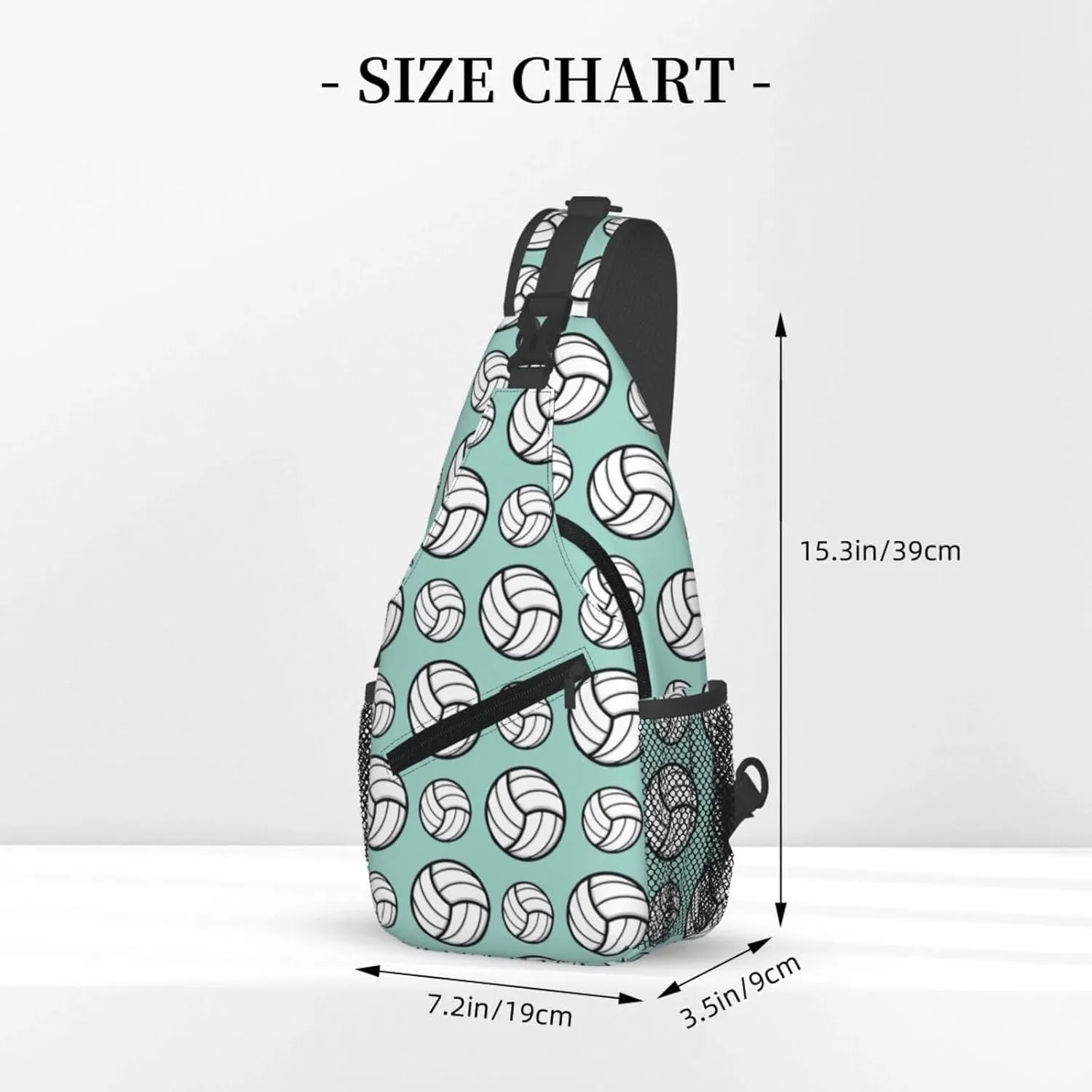 Sturdy Anti Theft Sling Bag for Volleyball Sport Pattern Min Green Shoulder Chest Bag Multipurpose Cross Body Backpack Lightweight Casual Daypack