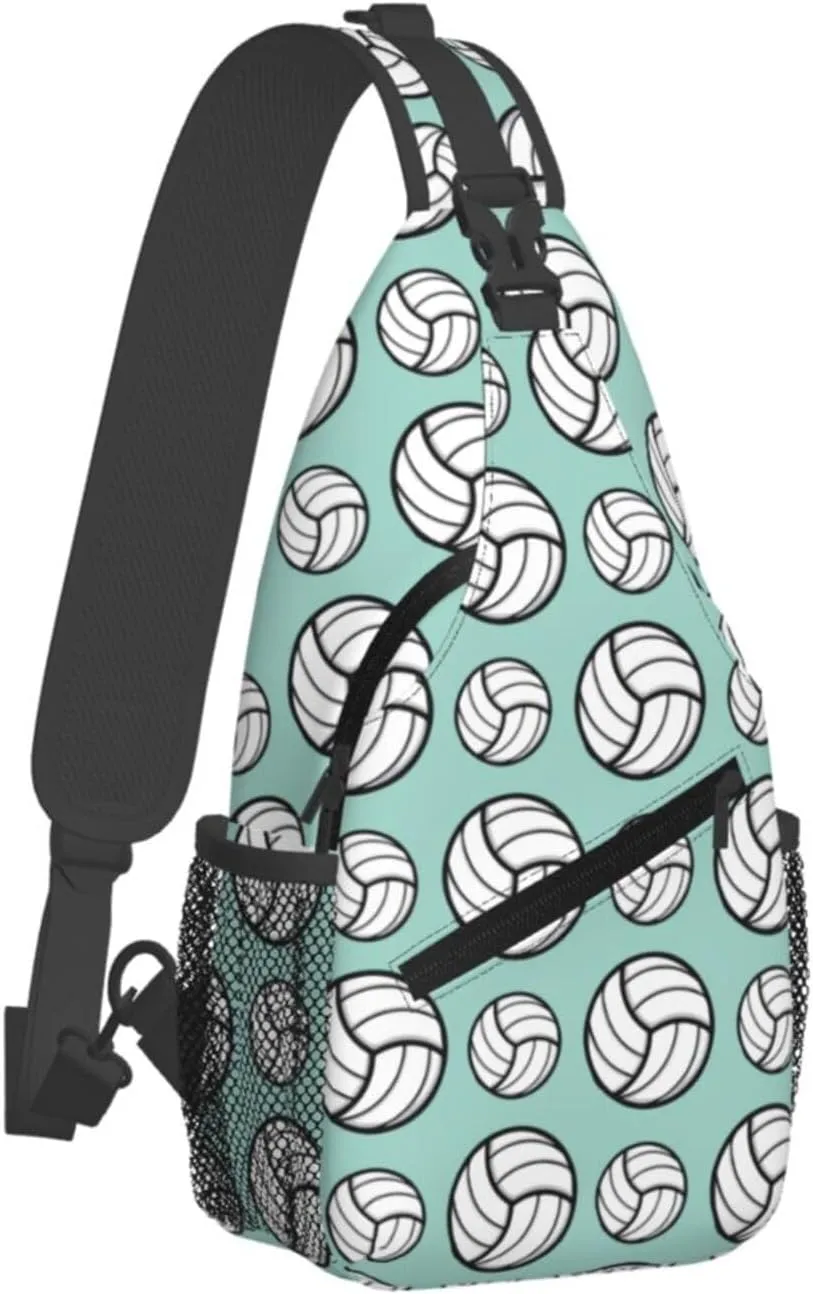 Sturdy Anti Theft Sling Bag for Volleyball Sport Pattern Min Green Shoulder Chest Bag Multipurpose Cross Body Backpack Lightweight Casual Daypack