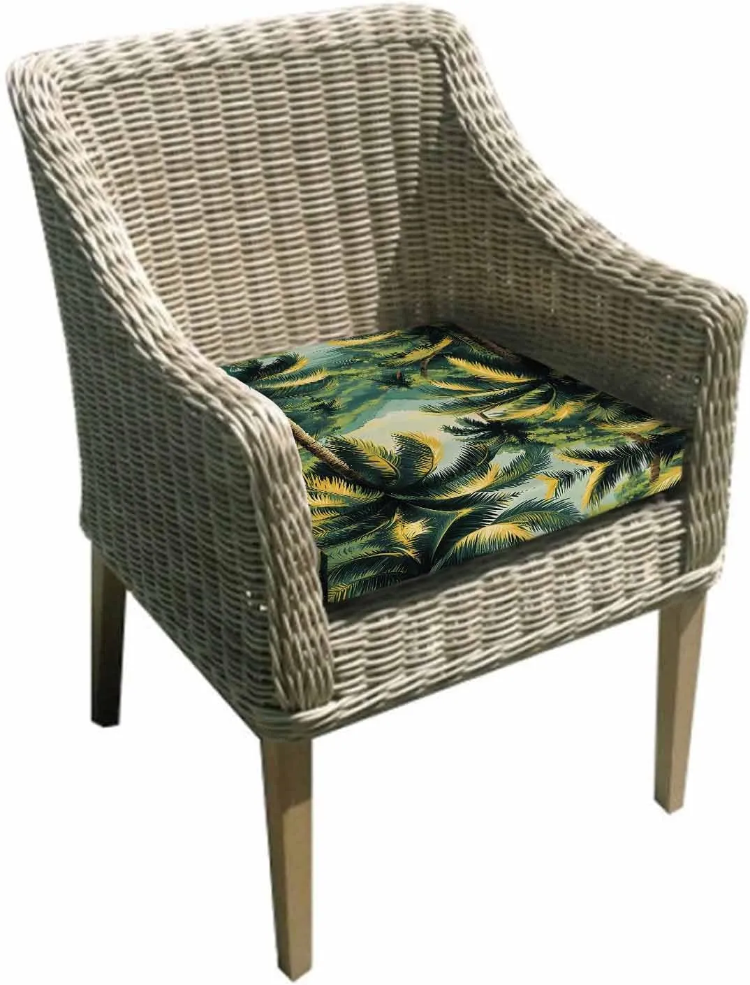 Summer Palm Tree Outdoor Cushion Chair Cover Set of 2 - Waterproof Couch Seat Covers, Tropical Plant Leaves Nature Landscape Patio Furniture Protector Cushions Slipcovers for Sofa/RV, 22"x20"x4"