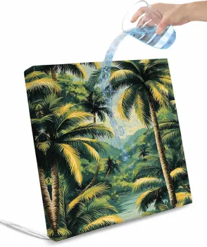Summer Palm Tree Outdoor Cushion Chair Cover Set of 2 - Waterproof Couch Seat Covers, Tropical Plant Leaves Nature Landscape Patio Furniture Protector Cushions Slipcovers for Sofa/RV, 22"x20"x4"