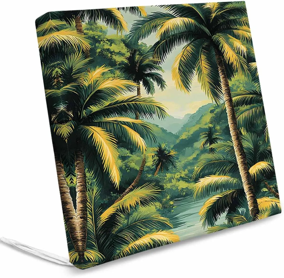 Summer Palm Tree Outdoor Cushion Chair Cover Set of 2 - Waterproof Couch Seat Covers, Tropical Plant Leaves Nature Landscape Patio Furniture Protector Cushions Slipcovers for Sofa/RV, 22"x20"x4"