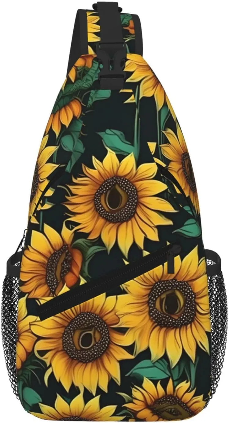 Sunflower Men Casual Diagonal Chest Bag Cross Package Diagonally Women Travel Satchel Single Shoulder Bag