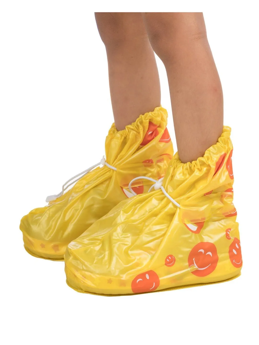 Sunny Yellow Smiley Waterproof Rain Shoe Covers for Boys