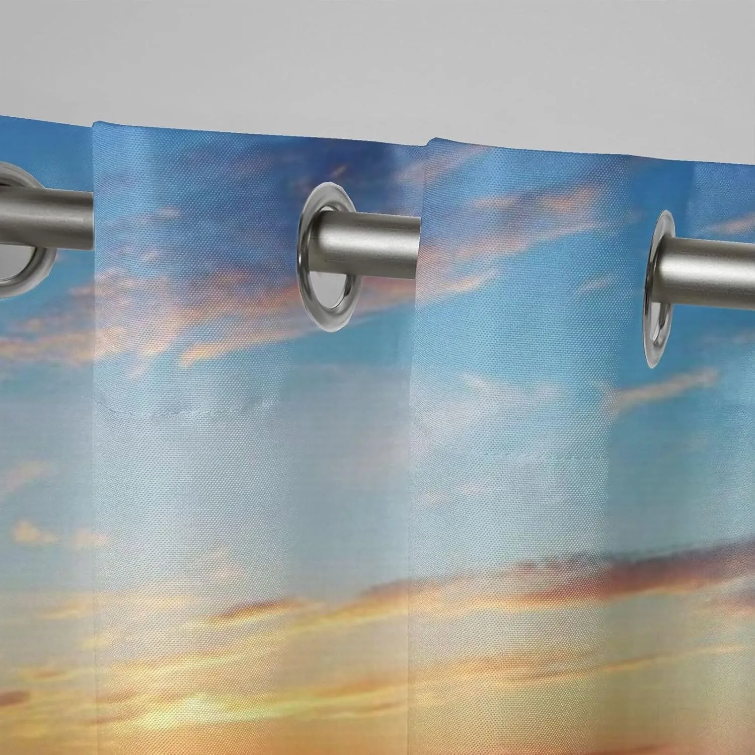 Sunset Theme Waterproof Outdoor Curtains for Patio,Beach Waves Pattern,Privacy, Grommet Curtains for Patio, Pergola, Porch, Deck, Lanai, and Cabana,2 Panels,W36 x L84,Blue Orange