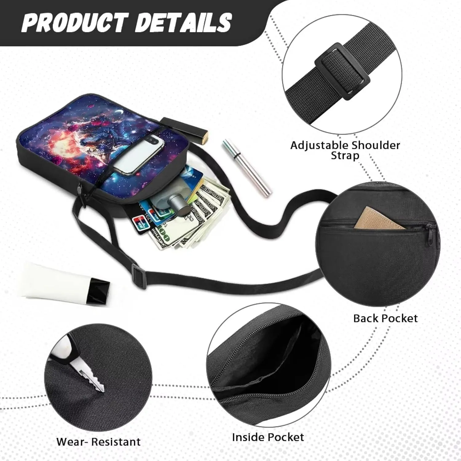 Suobstales Crossbody Bags for Women Shoulder Bag Cell Phone Pouch with Adjustable Strap, Small Messenger Bag Casual Purse